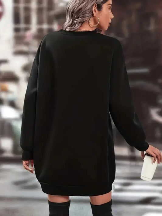 Women's Plus Size Christmas Graphic Print Sweatshirt Dress