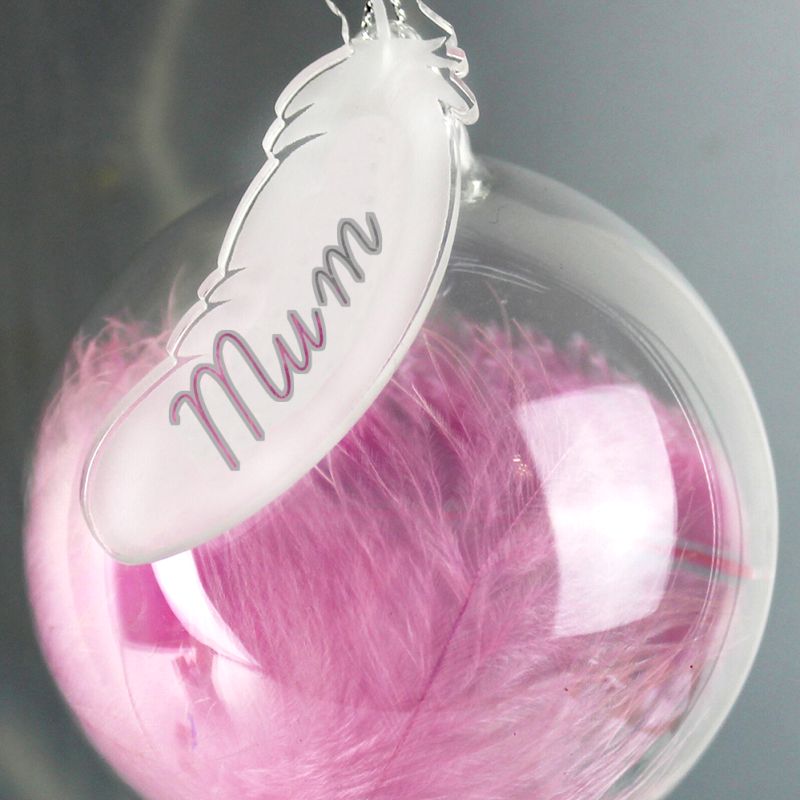 Personalised Feather Glass Bauble