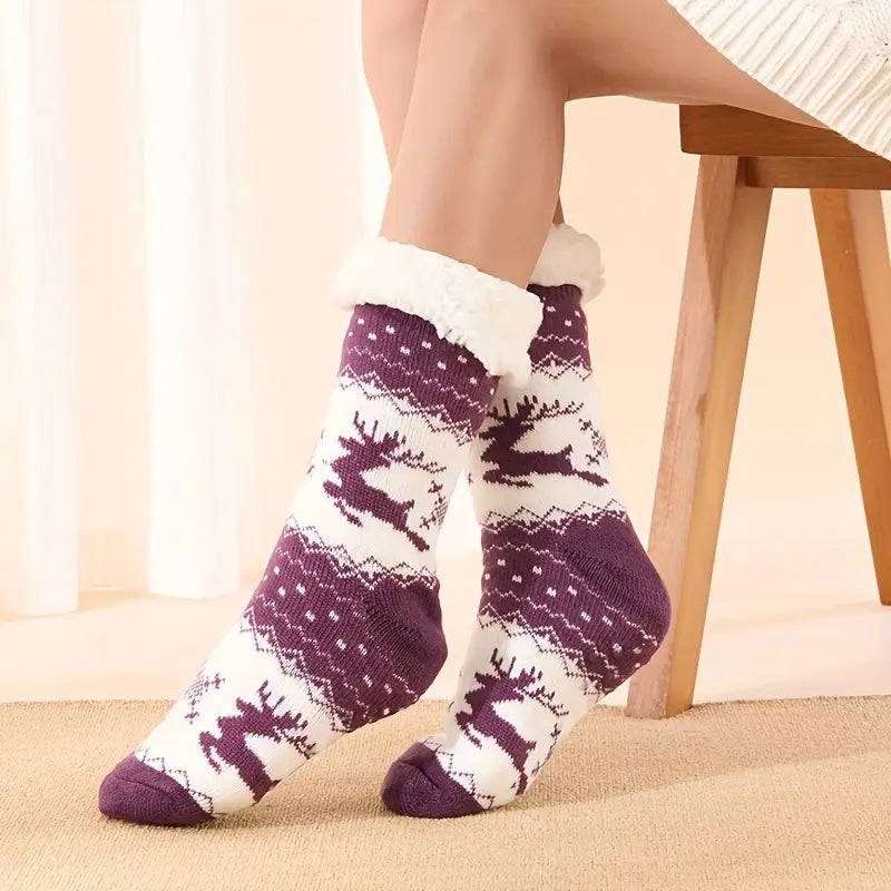 Women's Christmas Fleece-Lined Warm Socks