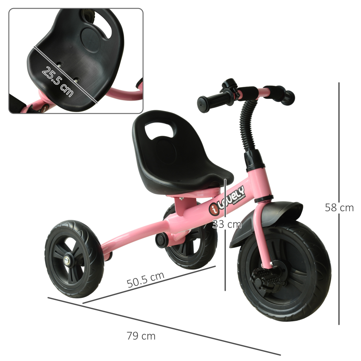 Baby Kids Children Toddler Tricycle Ride on Trike W/ 3 Wheels Pink