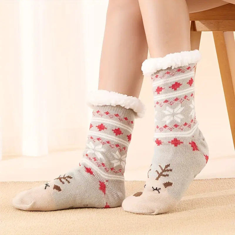 Women's Christmas Fleece-Lined Warm Socks