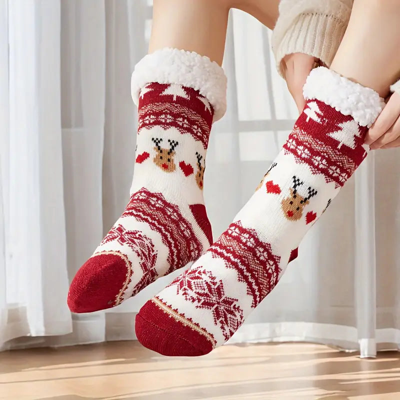 Women's Christmas Fleece-Lined Warm Socks