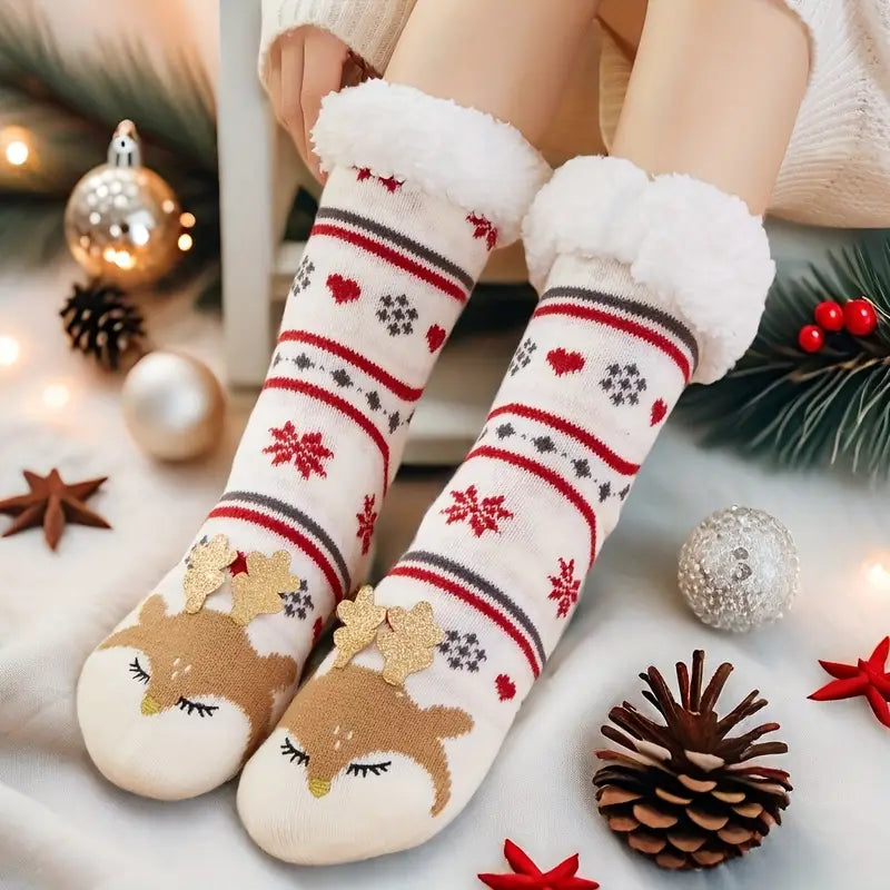 Women's Christmas Fleece-Lined Warm Socks