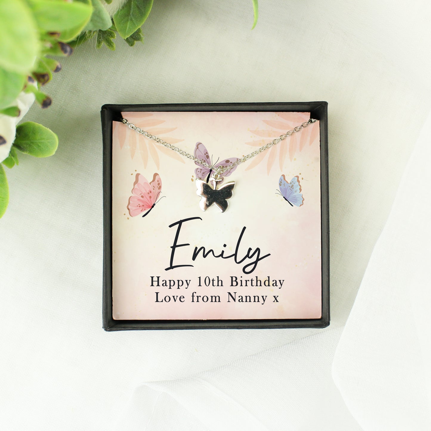 Personalised Sentiment Card & Butterfly Necklace