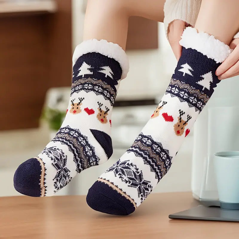 Women's Christmas Fleece-Lined Warm Socks