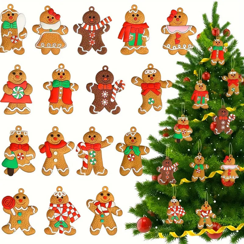 32pcs Gingerbread Wooden Decorations