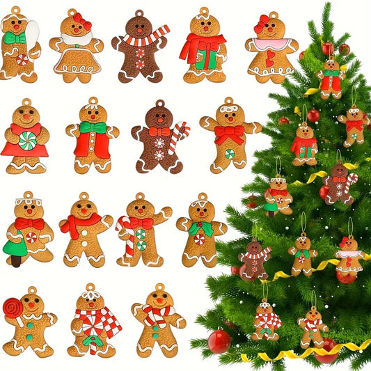 32pcs Gingerbread Wooden Decorations