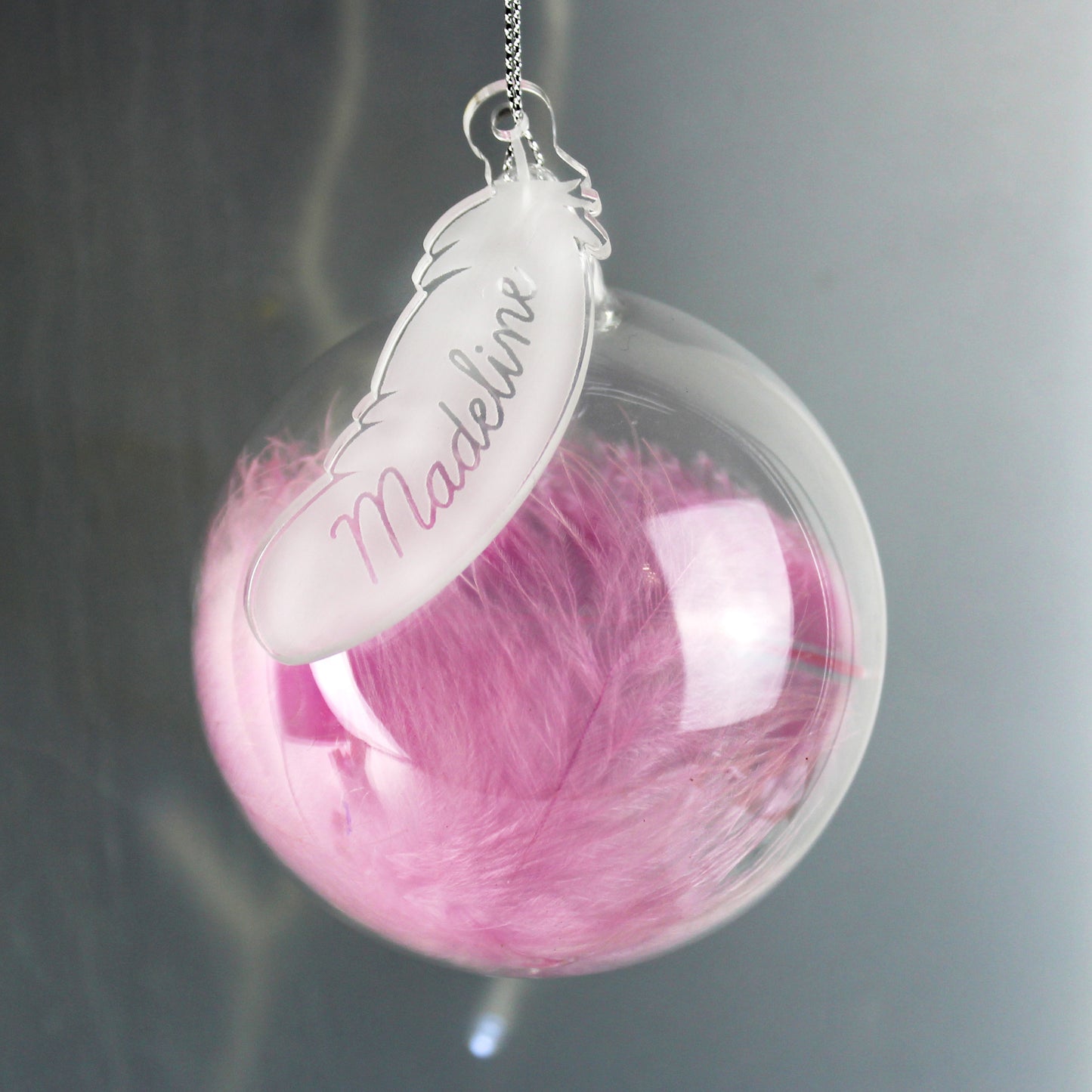 Personalised Feather Glass Bauble