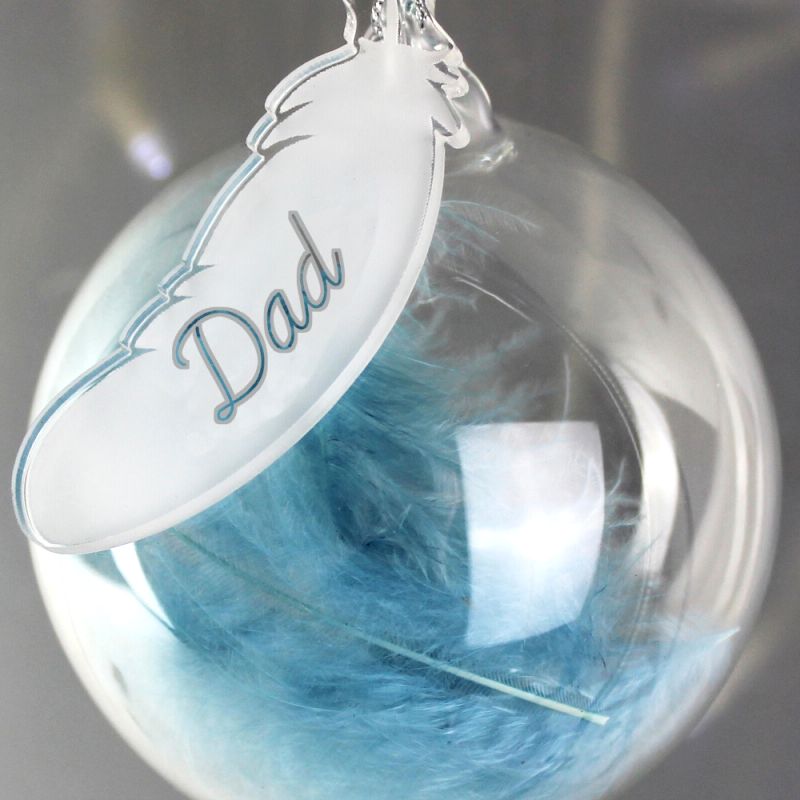 Personalised Feather Glass Bauble