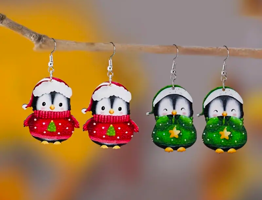 2pairs of Christmas Penguin Earrings