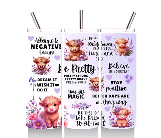 Highland Cow Positive Affirmation Tumbler