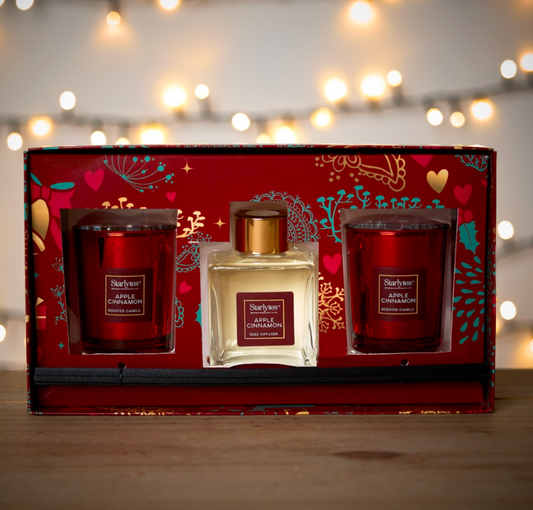 Starlytes Christmas Reed Diffuser & Scented Candle Set - Apple Cinnamon